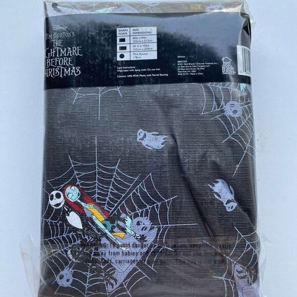 The Nightmare Before Christmas Jack and Sally on Webs Tablecloth - Picture 2 of 3